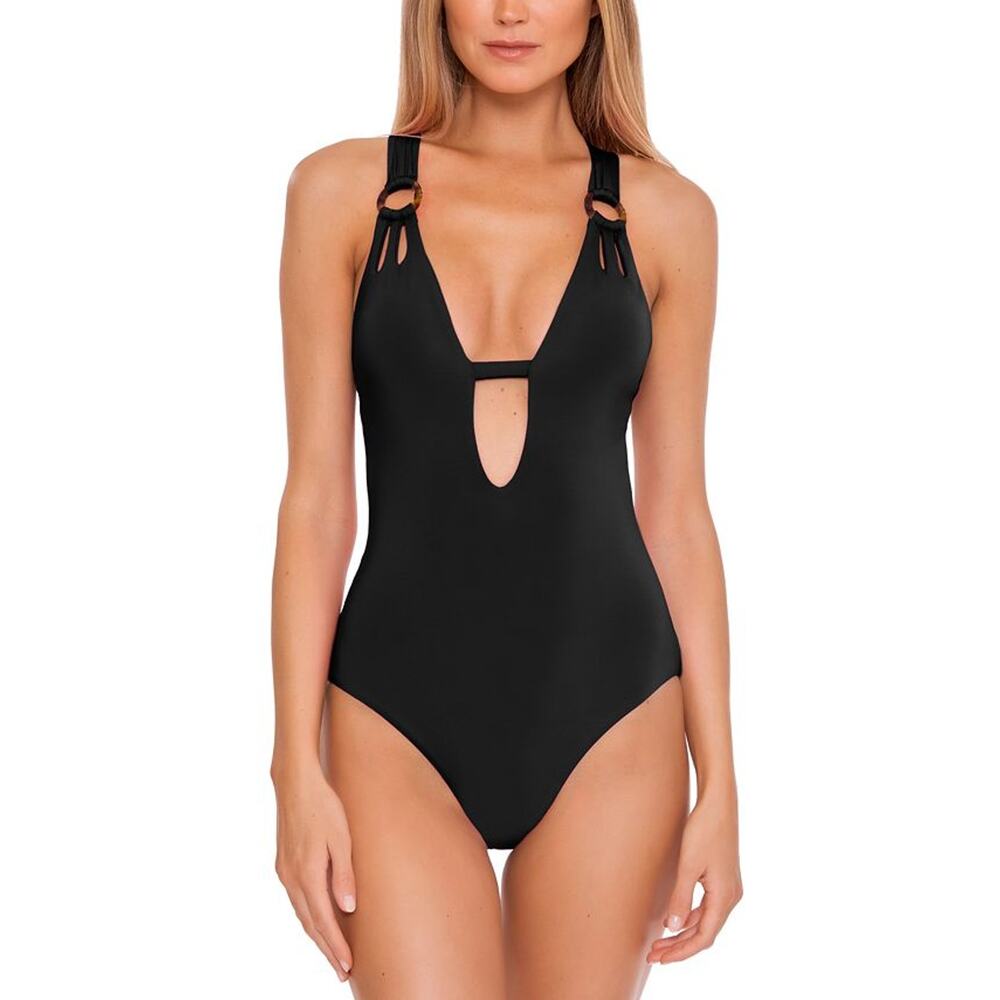 NWT! BECCA by Rebecca Virtue Color Code One Piece, Size Medium, Black